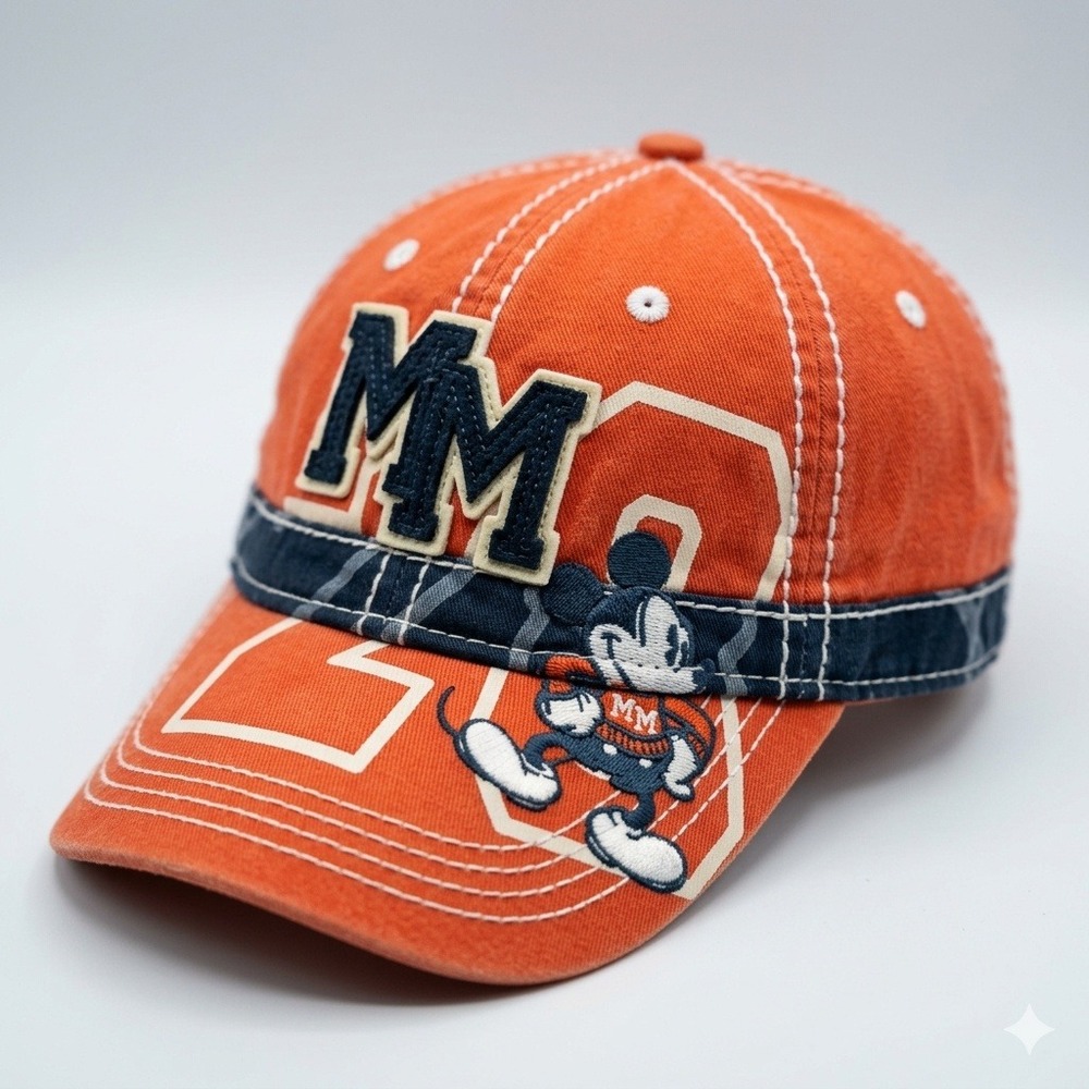 Disney Parks Mickey Mouse Orange Cotton Baseball Cap Adjustable Hat OSFA